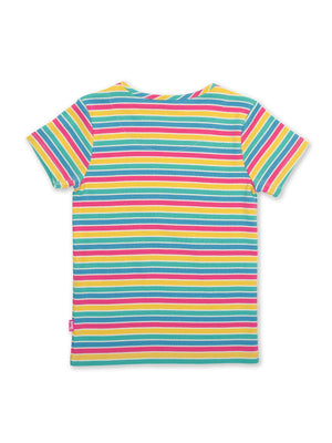 Kite Clothing Girls Stripy Rainbow Coloured Short Sleeved T-shirt | New Season