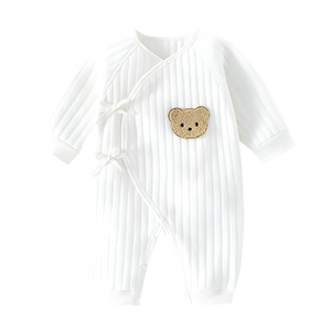 The Teddy Bear Boucle Wrap White Baby Grow Romper