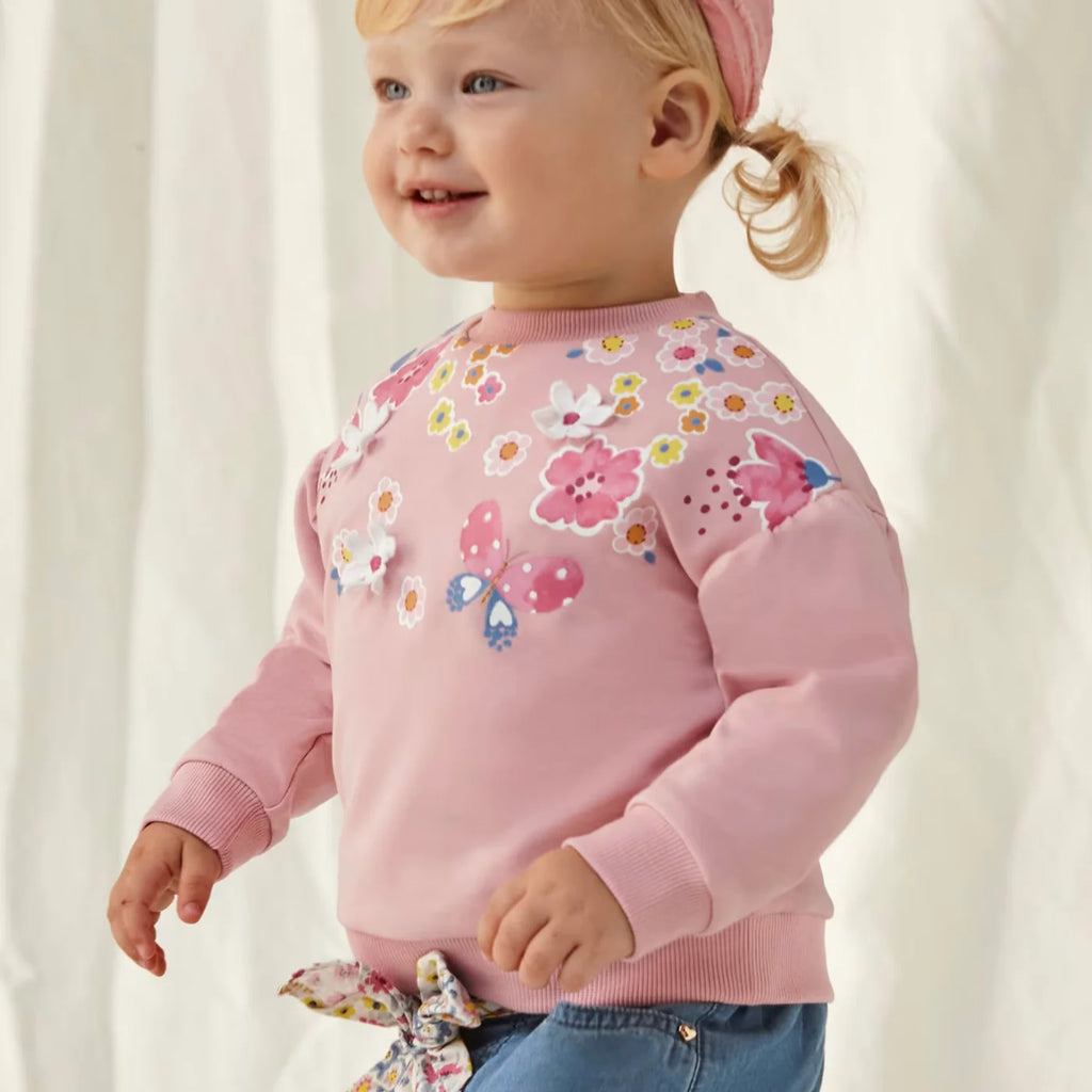 Mayoral Girls Outfit Set Pink Floral Leggings & Pull Over Jumper | 1432 -1731 | New Season