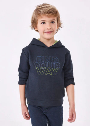 Mayoral Boys Navy "Find Your Way" Cotton Hoodie Sweater | 4428 50% OFF