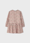 Mayoral Girls Pink & Beige Ruffle Print Dress