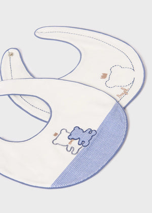 Mayoral Baby Boys White & Blue 2 Pack Bib Set