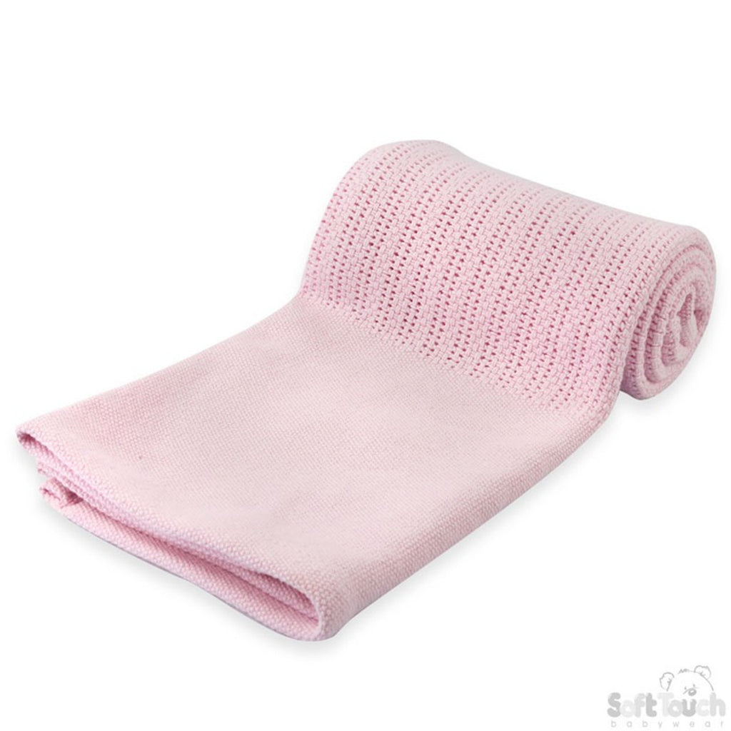 Baby Girls Pink Knitted Soft Touch Deluxe Blanket