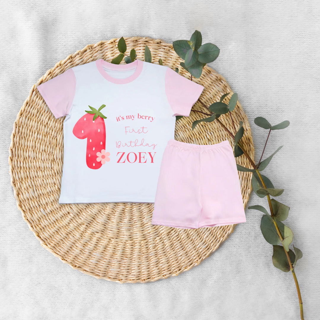 Personalised When I Wake Up Birthday Kids Pink Short / Long Sleeved Pyjamas