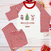 Personalised Merry Christmas Children's Pyjamas Red Striped Pyjamas - MATCHING FAMILY PYJAMAS