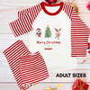 Personalised ADULT Christmas Pyjamas Red Striped Pyjamas - MATCHING FAMILY PYJAMAS