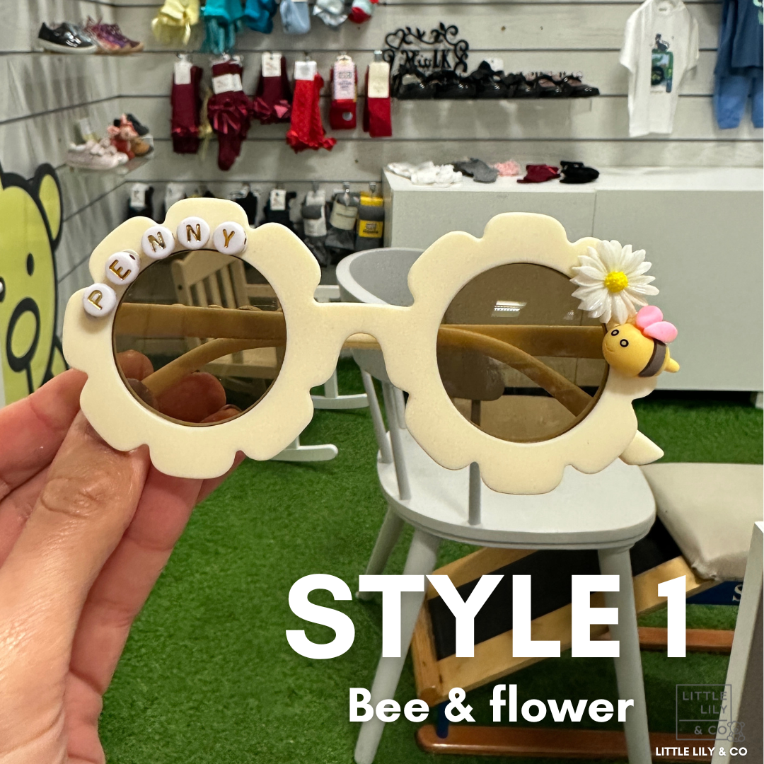 Kids Personalised Sunglasses Girls Flower Sunglasses with Charms Little Lily Co