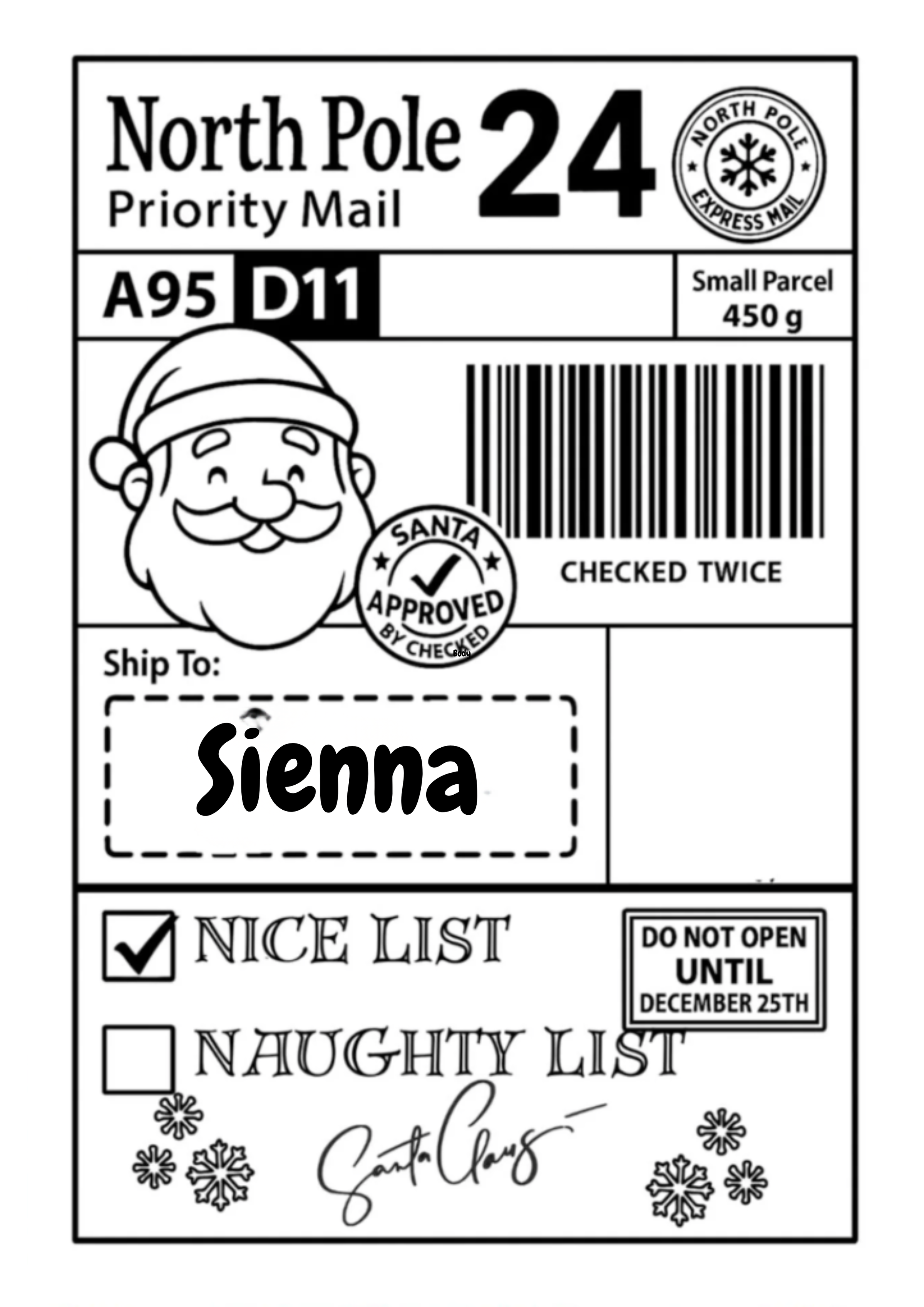 Personalised North Pole Delivery Label | Christmas Santa Sticker (2 Labels)
