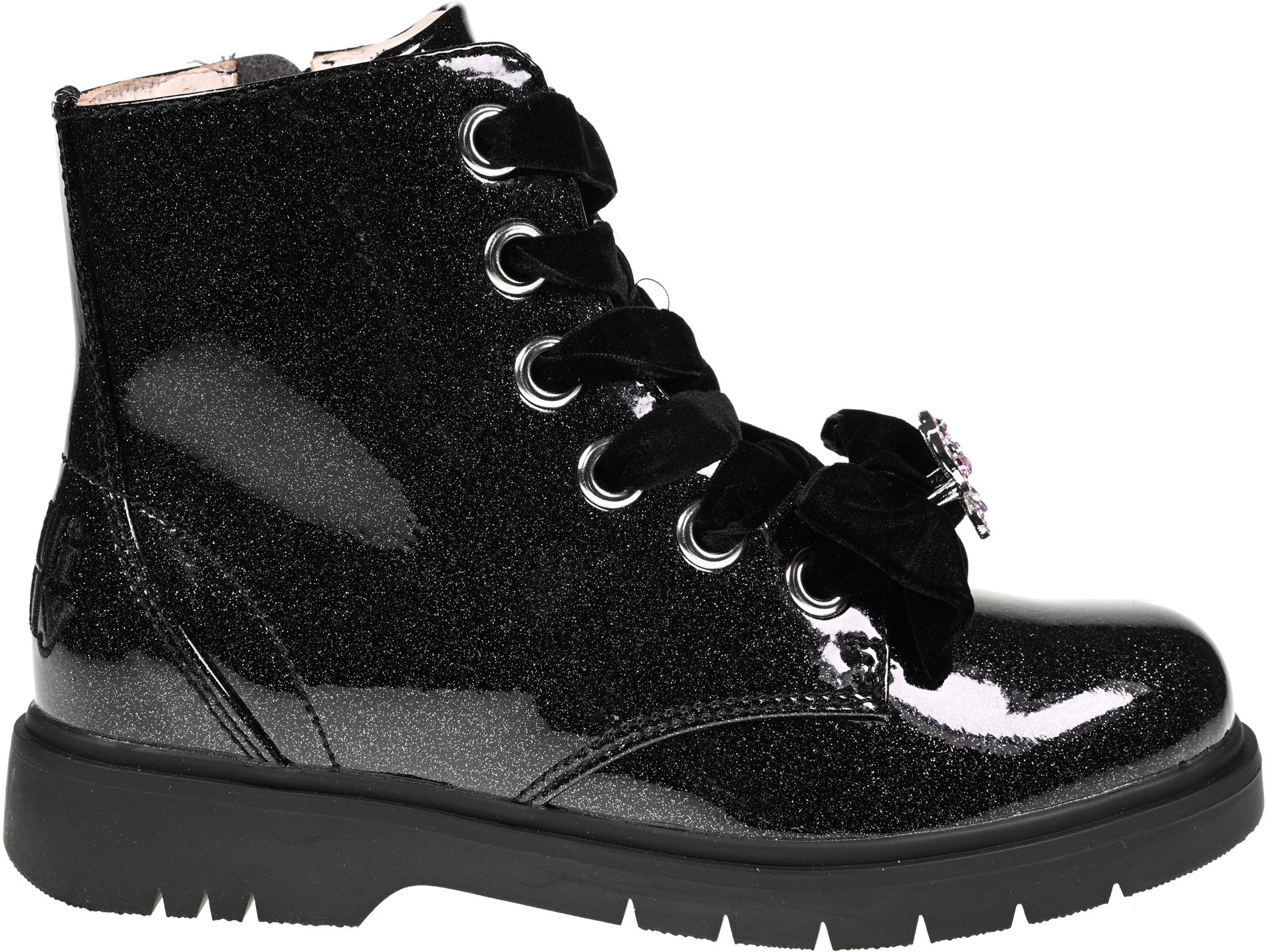 Lelli Kelly LK4331 Fior Di Focco Black Diamante Glitter Ankle Boots with Luna Butterfly