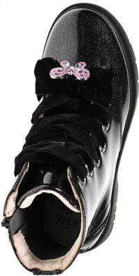 Lelli Kelly LK4331 Fior Di Focco Black Diamante Glitter Ankle Boots with Luna Butterfly