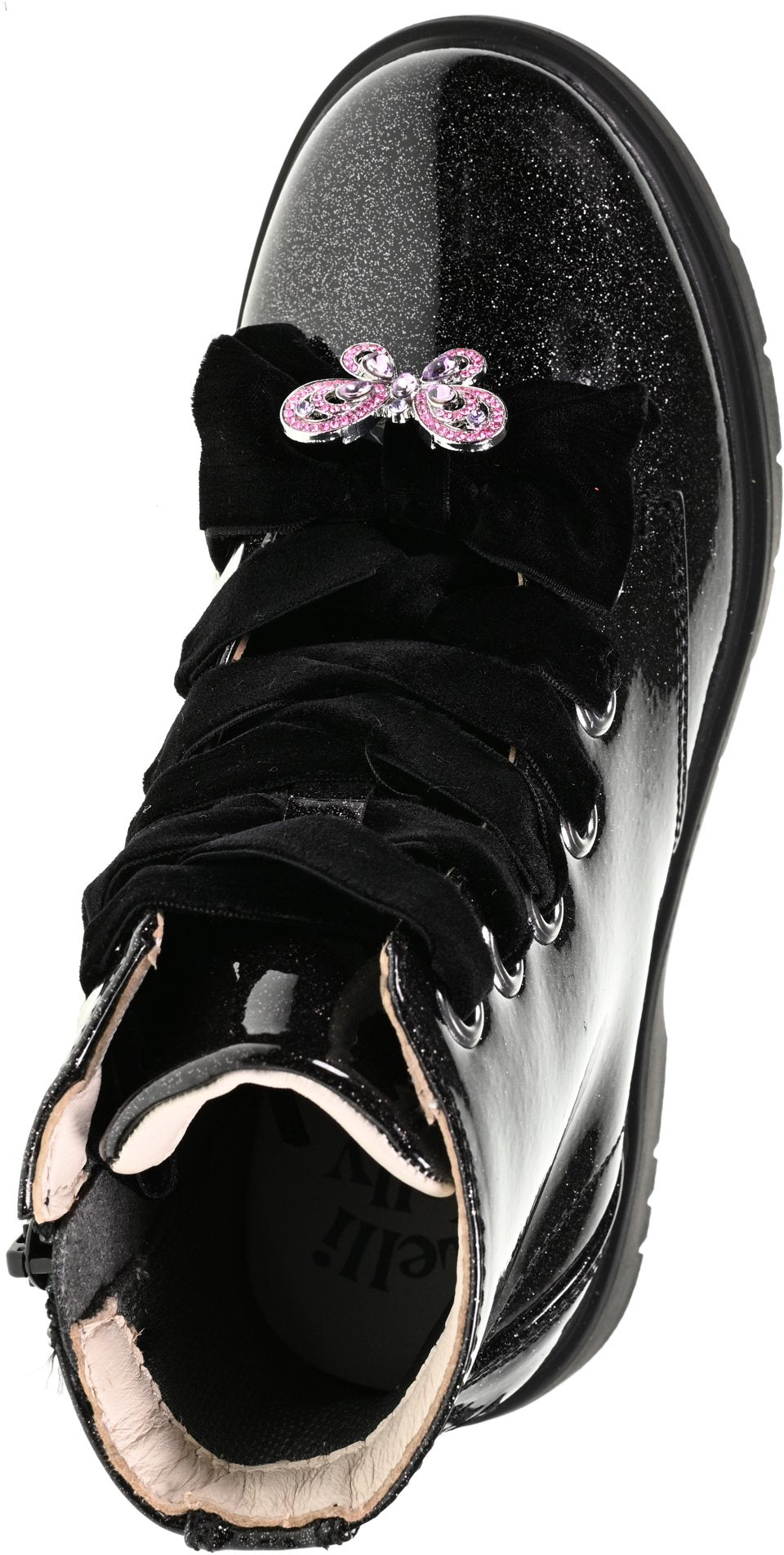 Lelli Kelly LK4331 Fior Di Focco Black Diamante Glitter Ankle Boots with Luna Butterfly