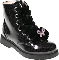 Lelli Kelly LK4331 Fior Di Focco Black Diamante Glitter Ankle Boots with Luna Butterfly