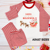 Personalised ADULT Christmas Pyjamas Red Striped Pyjamas - MATCHING FAMILY PYJAMAS