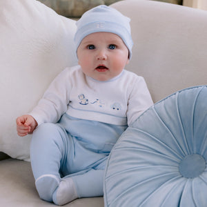 Emile Et Rose Baby Boy Ezra Blue Babygrow & Hat