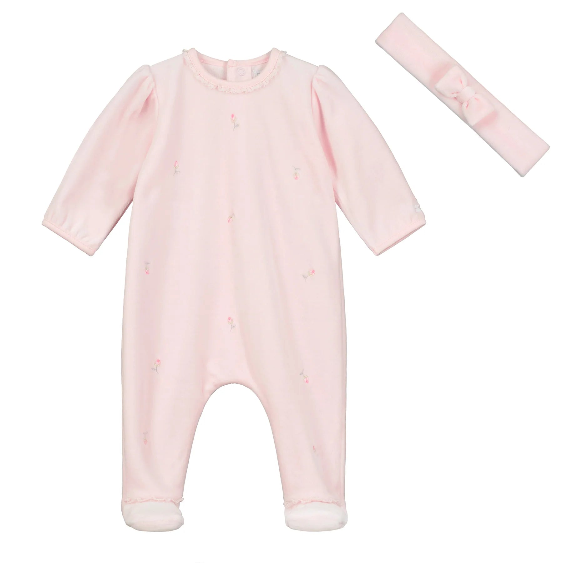 Emile et Rose Esme Velour Pink Rosebud Sale Girls Babygrow New