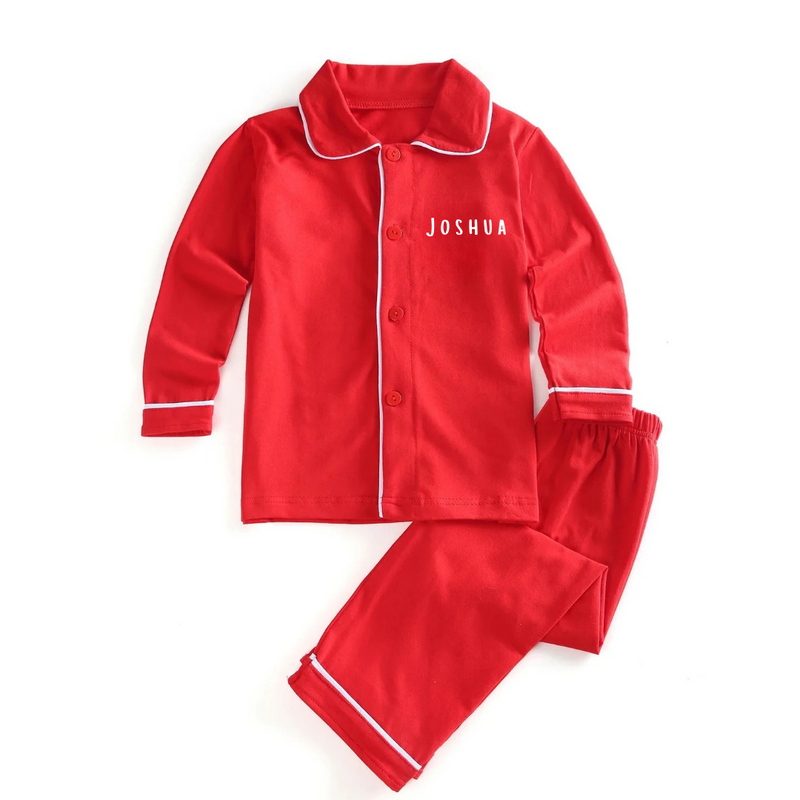 Personalised  Children's Pyjamas Red Classic Pyjamas
