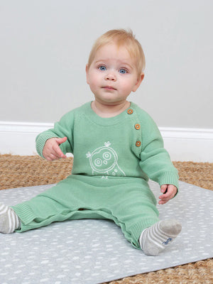 Kite Clothing  Baby Sage Green Owlet Knit Romper