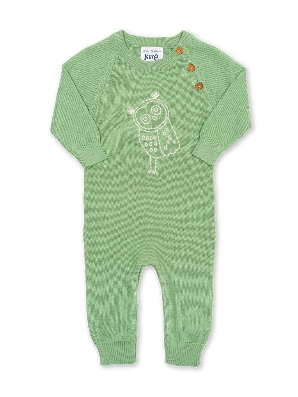 Kite Clothing  Baby Sage Green Owlet Knit Romper