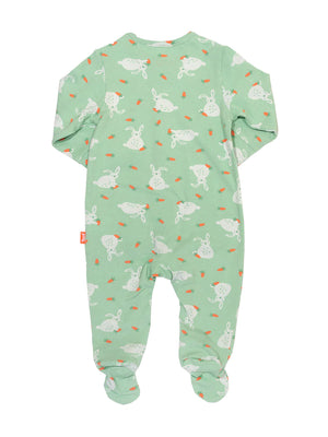 Kite Clothing Baby Bun Bunny Sage Green Sleepsuit with Carrots