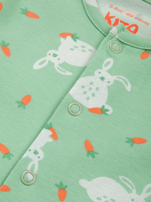 Kite Clothing Baby Bun Bunny Sage Green Sleepsuit with Carrots