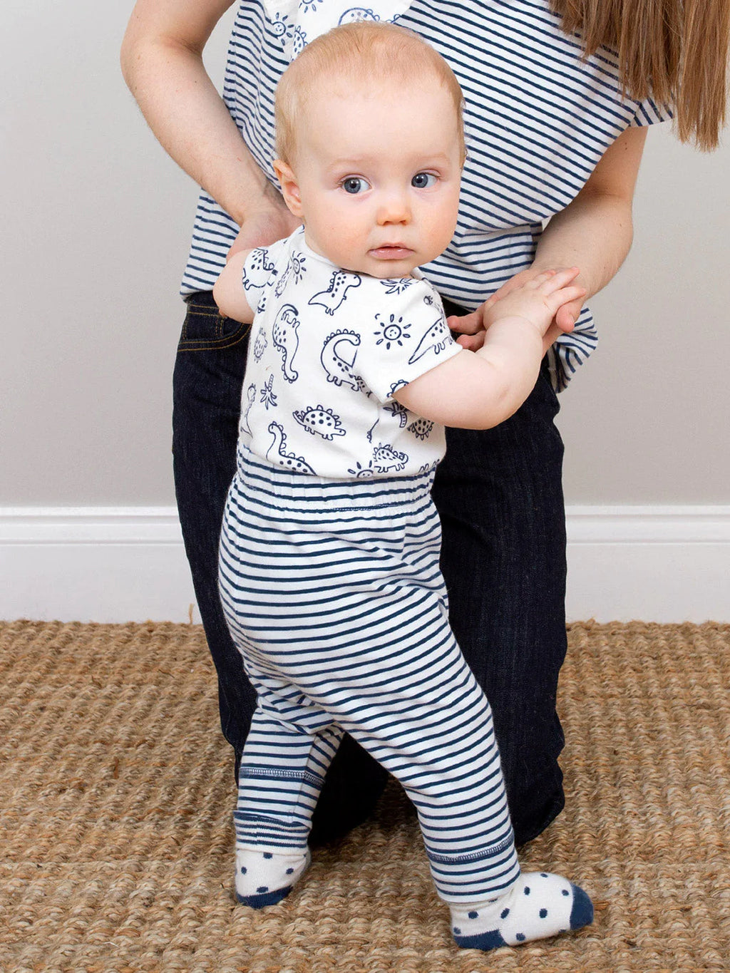 Kite Clothing Baby Stripy Leggings Navy & White | New Season