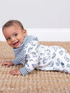 Kite Clothing Baby Dino Sleepsuit Navy & White Dinosaur Sleepsuit | New Season