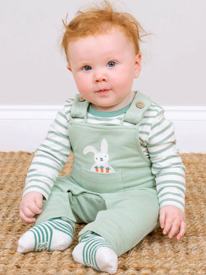 Kite Clothing  Baby Bun Sage Green  Bunny Easter Dungarees | New Season