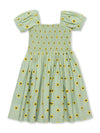 Kite Clothing Girls Summer Sunflower Sage Green Shirred Dress | New Season