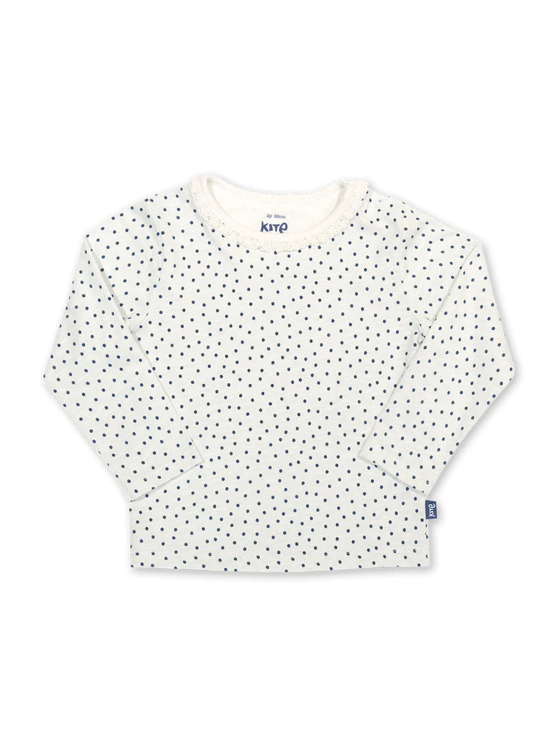Kite Clothing Girls Little Dot White & Navy T-shirt | New Season