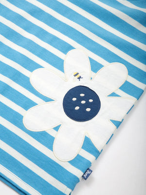 Kite Clothing Girls Blue Stripy Bumble Top Flower | New Season