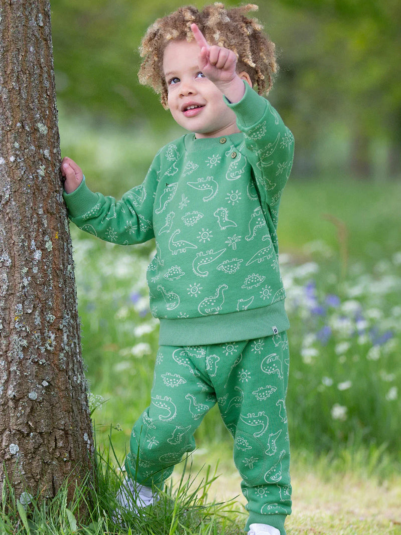 Kite Clothing Boys Dino Earth Green Dinosaur Sweatshirt | New Season