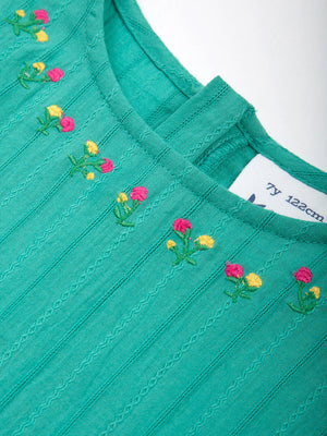 Kite Clothing Girls Waterfall Duck Egg Blue Embroidered  Flowers Summer Dress | New Season