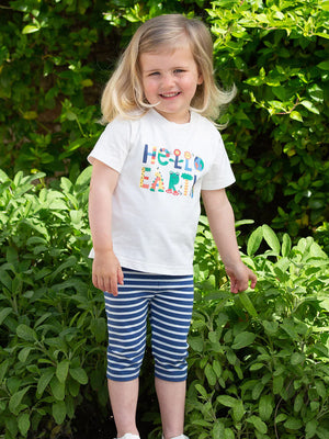 Kite Clothing Children's White Hello Earth Short Sleeved Top | New Season