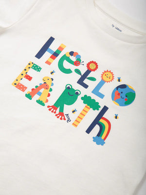Kite Clothing Children's White Hello Earth Short Sleeved Top | New Season