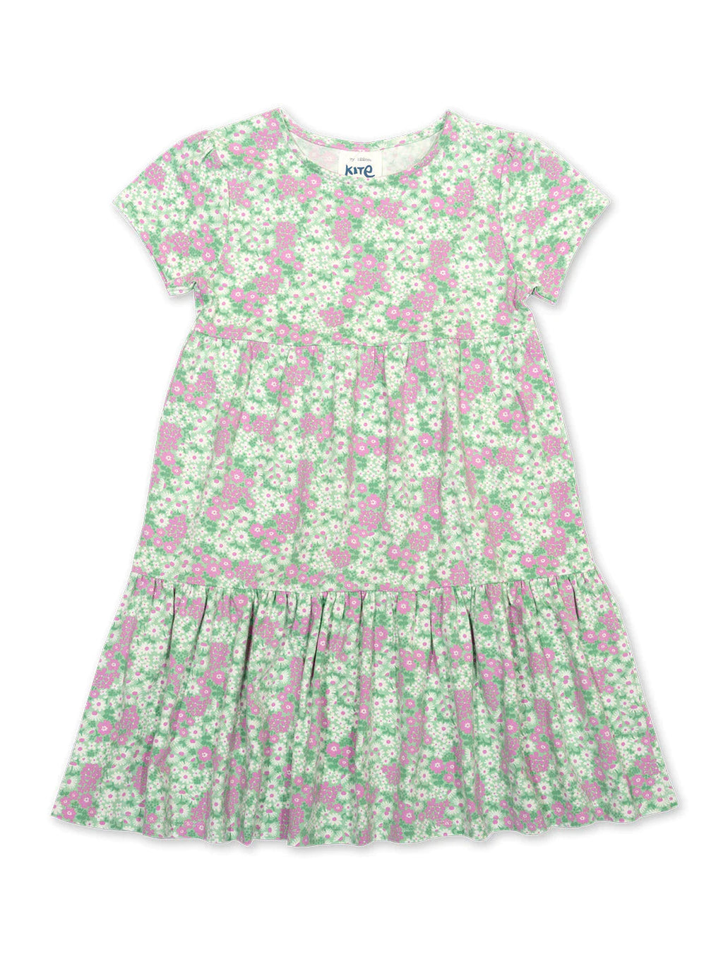 Kite Clothing Girls Summer Flower Patch Short Sleeved Dress Sage | New Season