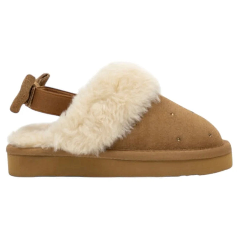 Lelli Kelly Girls Brown Suede 'Sandra' Fluffy Slippers PRE-ORDER