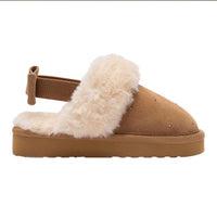 Lelli Kelly Girls Brown Suede ‘Sandra’ Fluffy Slippers