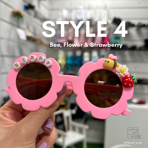 Kids Personalised Sunglasses - Girls Flower Sunglasses with Charms