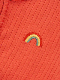 Kite Clothing Baby Little Rainbow Embroidered Orange Zip-Up Sleepsuit