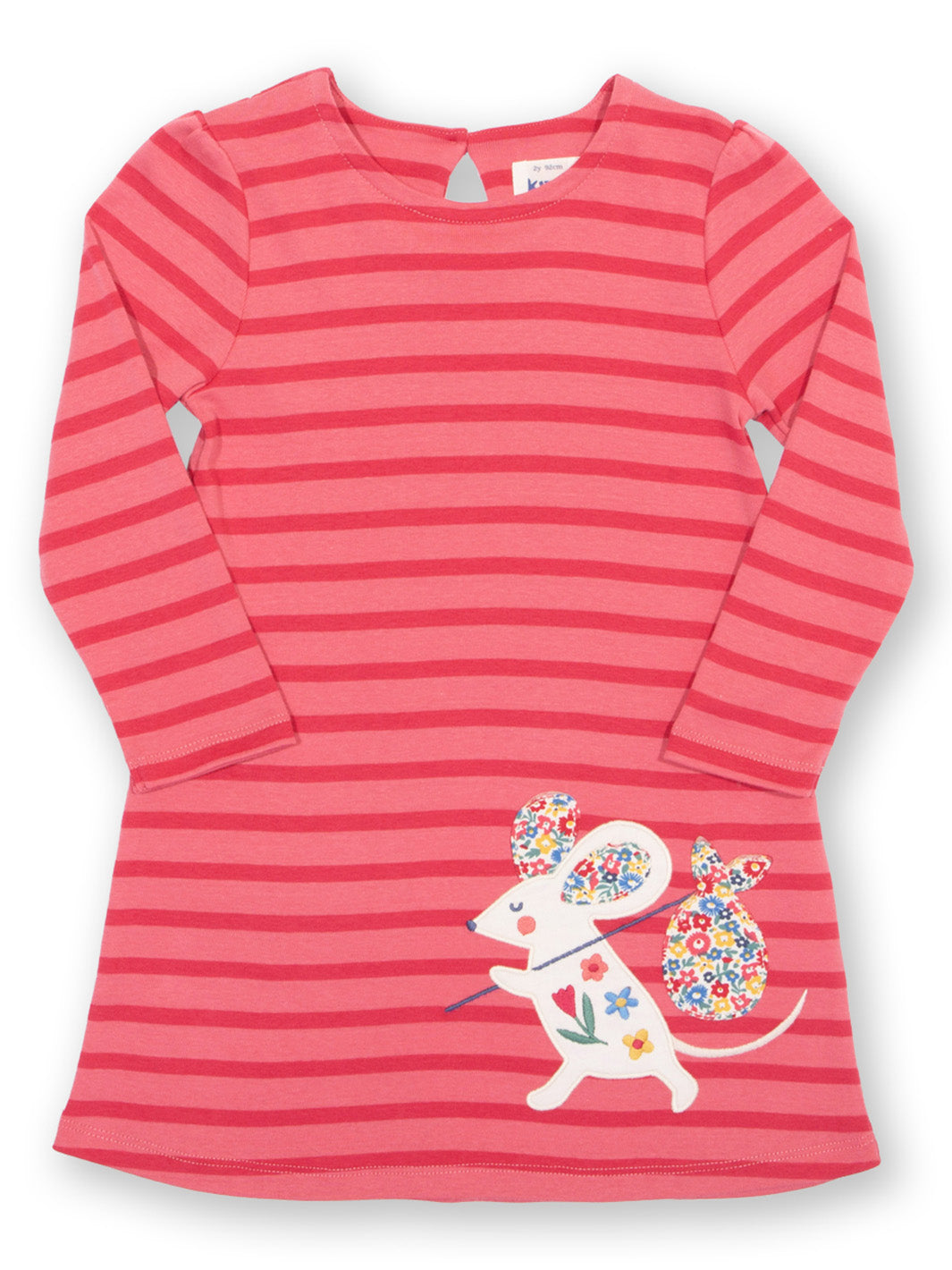 Kite Clothing Girls Long Sleeved Tunic Mouse and About Pink Striped Dress