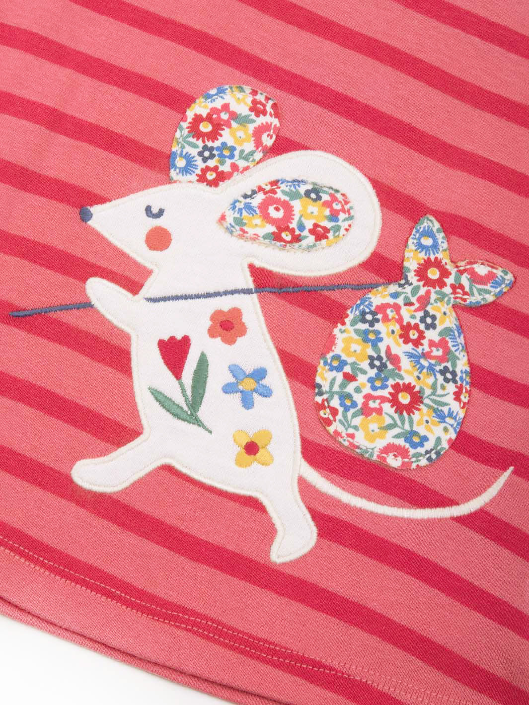 Kite Clothing Girls Long Sleeved Tunic Mouse and About Pink Striped Dress