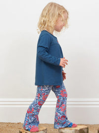 Kite Clothing Girls Thumbelina Printed Blue Floral Flared Leggings