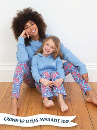 Kite Clothing Girls Thumbelina Printed Blue Floral Flared Leggings