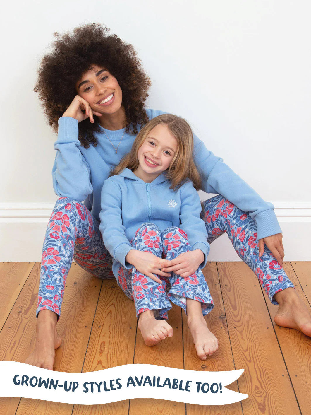 Kite Clothing Girls Thumbelina Printed Blue Floral Flared Leggings