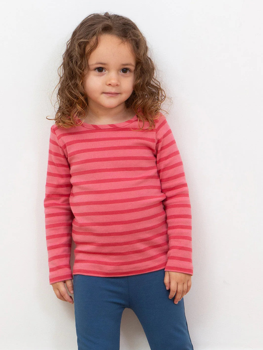Kite Clothing Girls Long Sleeved Rosey Striped Pink T-shirt