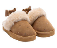 Lelli Kelly Girls Brown Suede ‘Sandra’ Fluffy Slippers