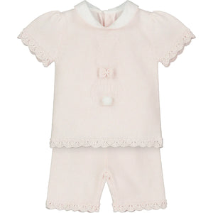Emile et Rose Baby Girls Pink Felicity Knitted Bunny Two Piece Outfit Set