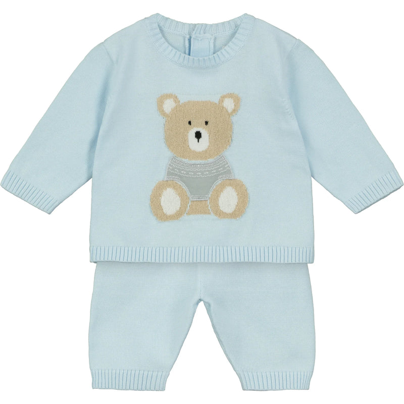 Emile Et Rose Enzo Enzo Blue Knit Teddy Trouser Set with Hat