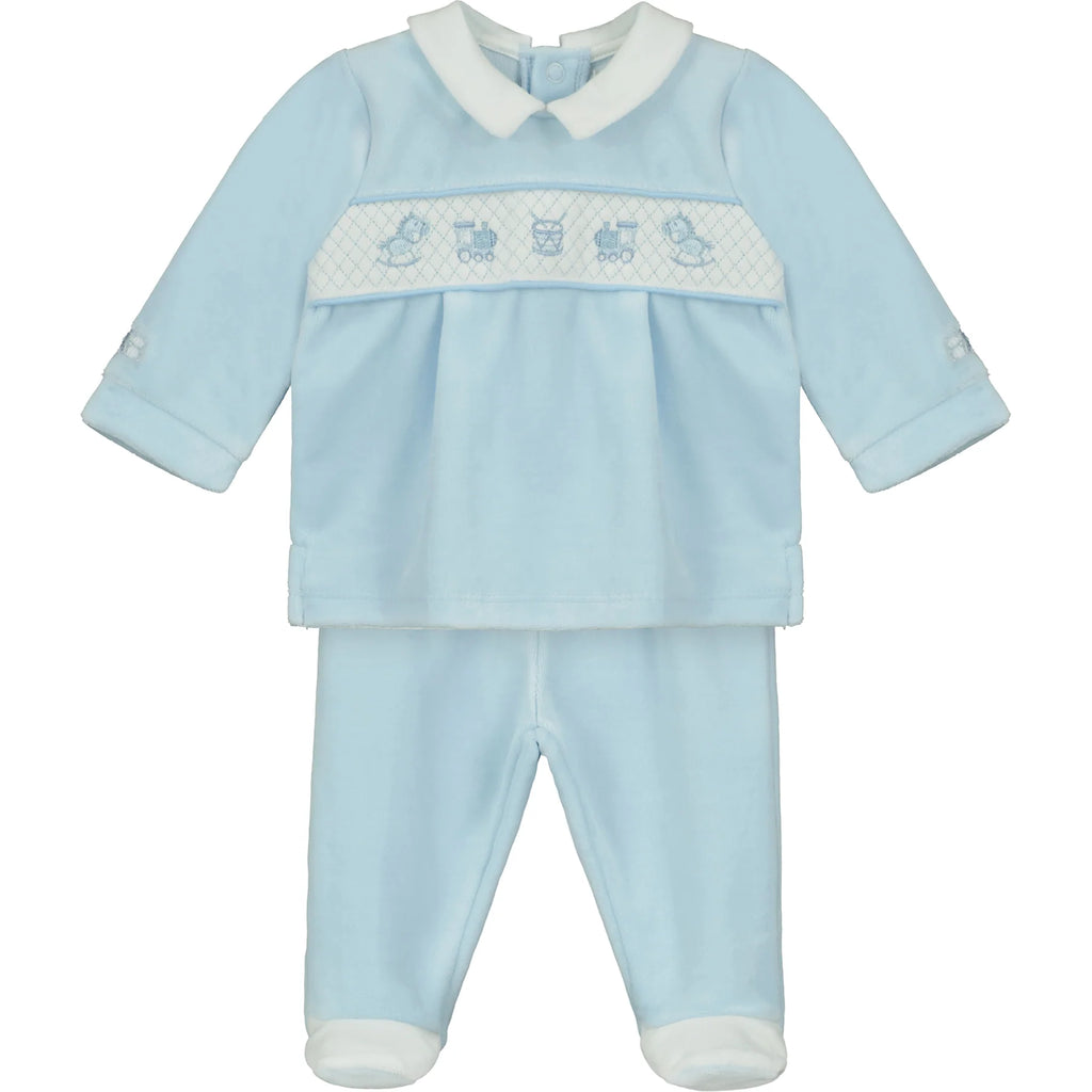 Emile Et Rose Edgar Baby Boys Blue Cosy Two Piece Set | SALE 20% OFF