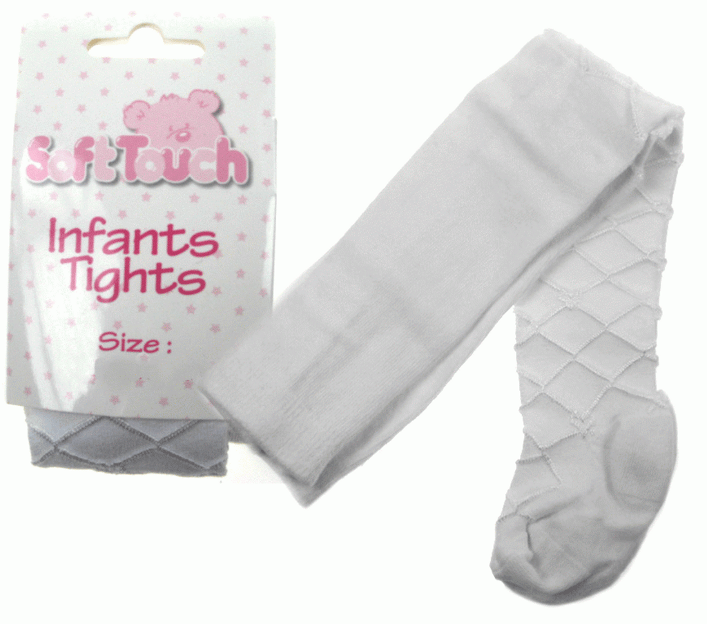 Baby Girls Soft Touch Luxury Silky Lattice Design White Tights